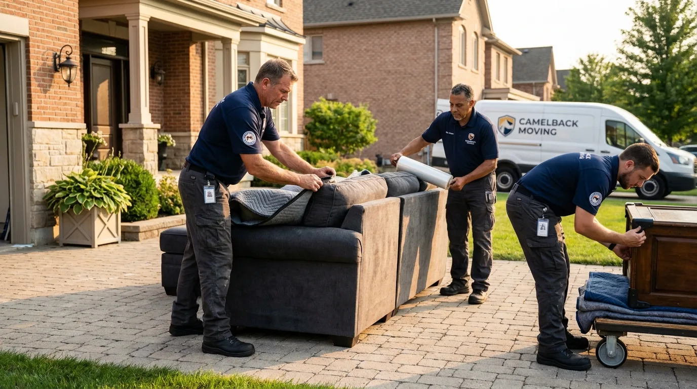 Large estate moving crew wrapping furniture in Metuchen, NJ
